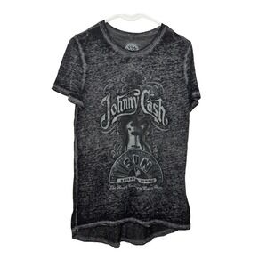 Johnny Cash Sun Record Company Burnout Graphic T-Shirt Charcoal Grey Large
